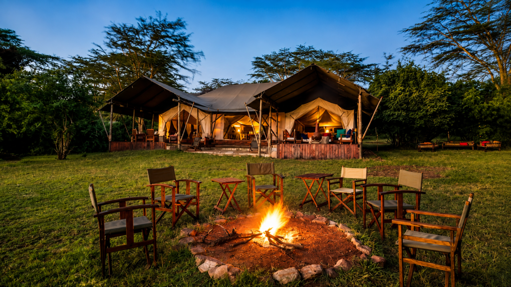 Luxury tented safari camp surrounded by the Kenyan wilderness